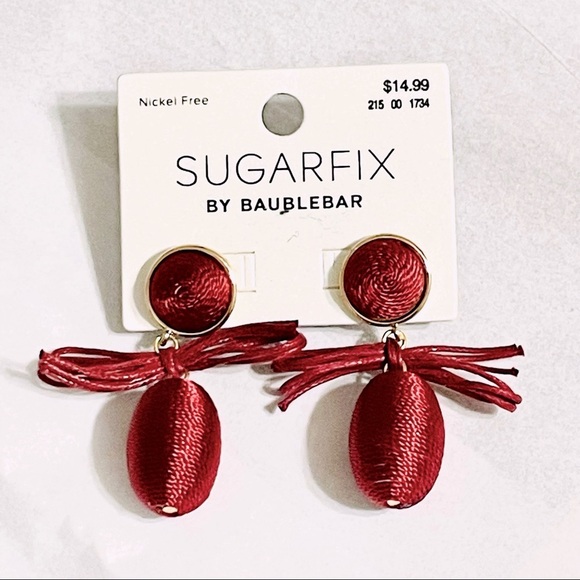 SUGARFIX x BAUBLEBAR Bundle of 2 wine & gold tassel & wrapped stud earrings NWT - Picture 4 of 8